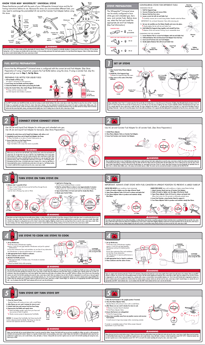 Image de la première page du manuel de l'appareil Whisperlite Universal