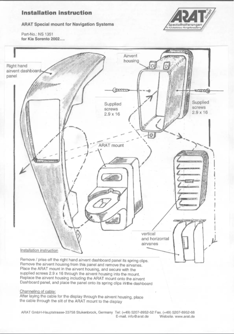 First page image of the manual for NS1351