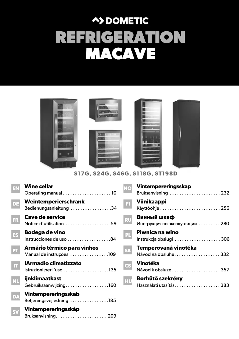 Page 1 de la notice Manuel utilisateur Dometic MaCave S24G