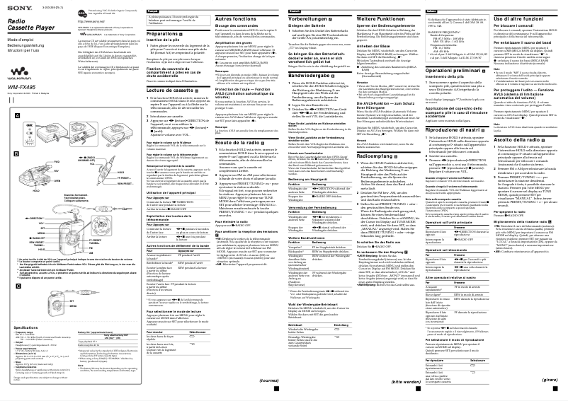 First page image of the manual for WM-FX495