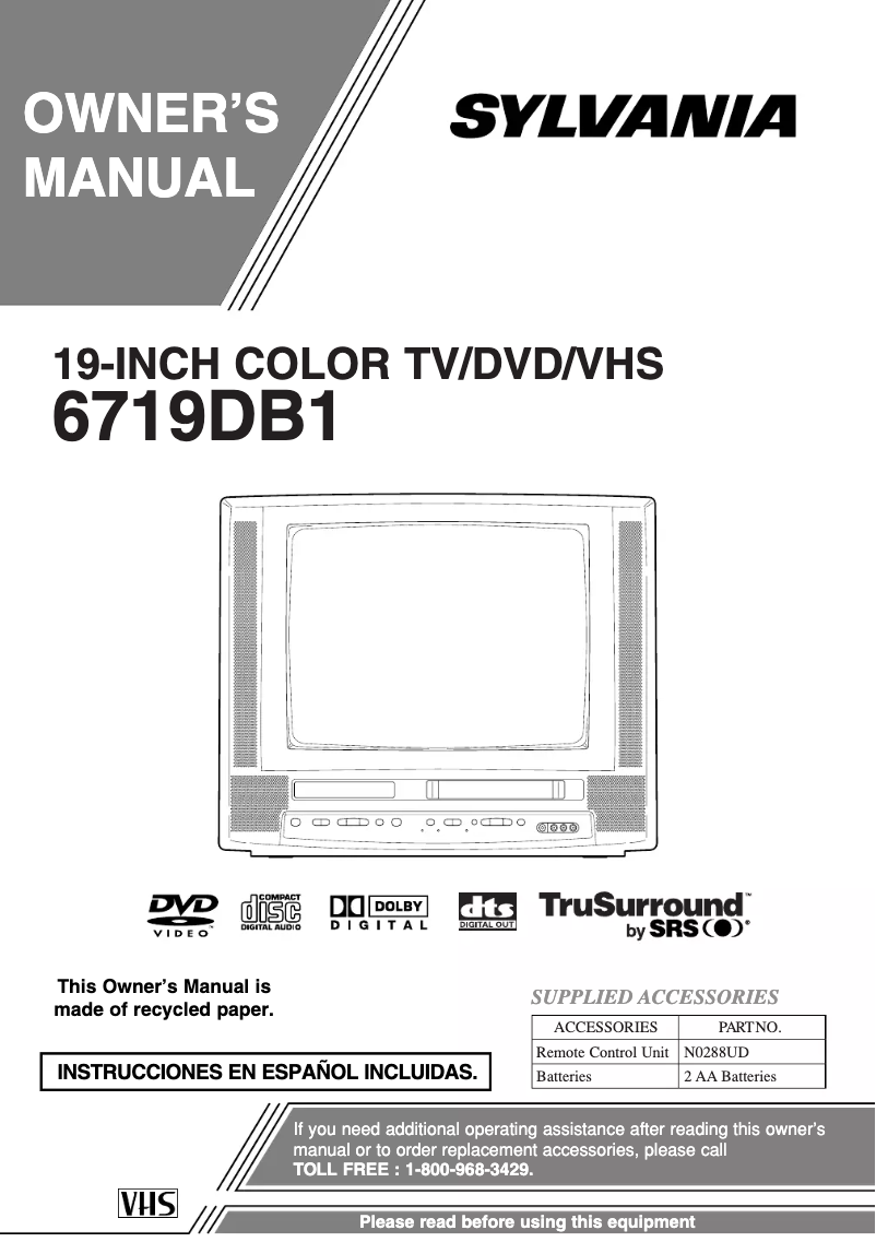 First page image of the manual for 6719DB1