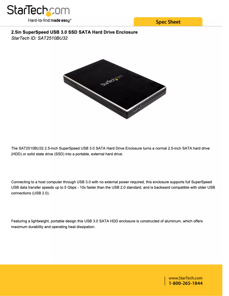 Page 1 de la notice Brochure StarTech.com SAT2510BU32