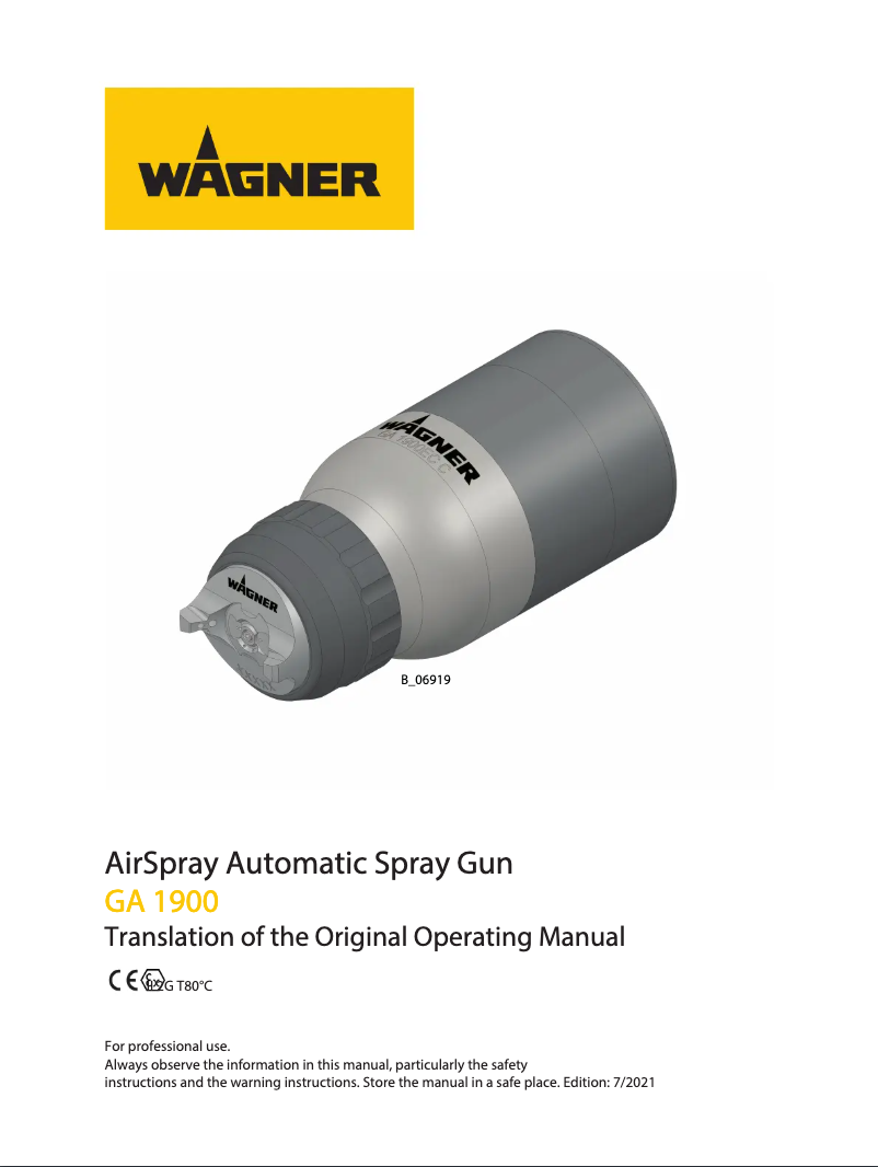 Page 1 of the manual User Manual Wagner TOPFINISH GA 1900