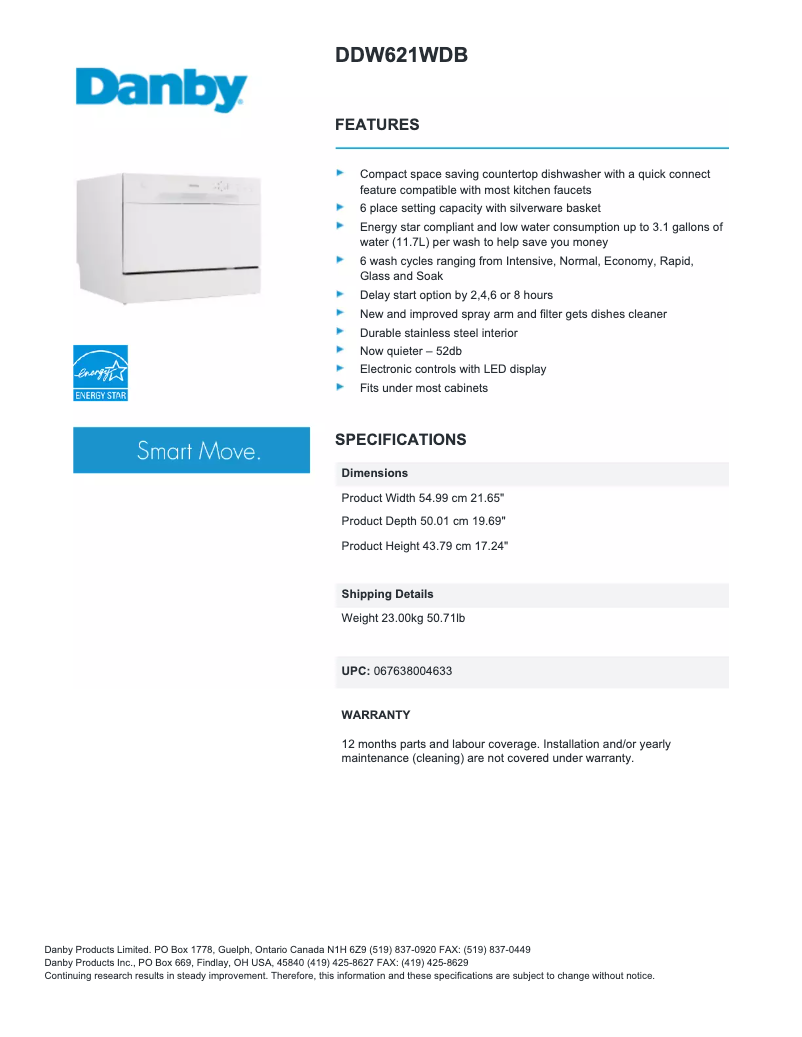 First page image of the manual for DDW621