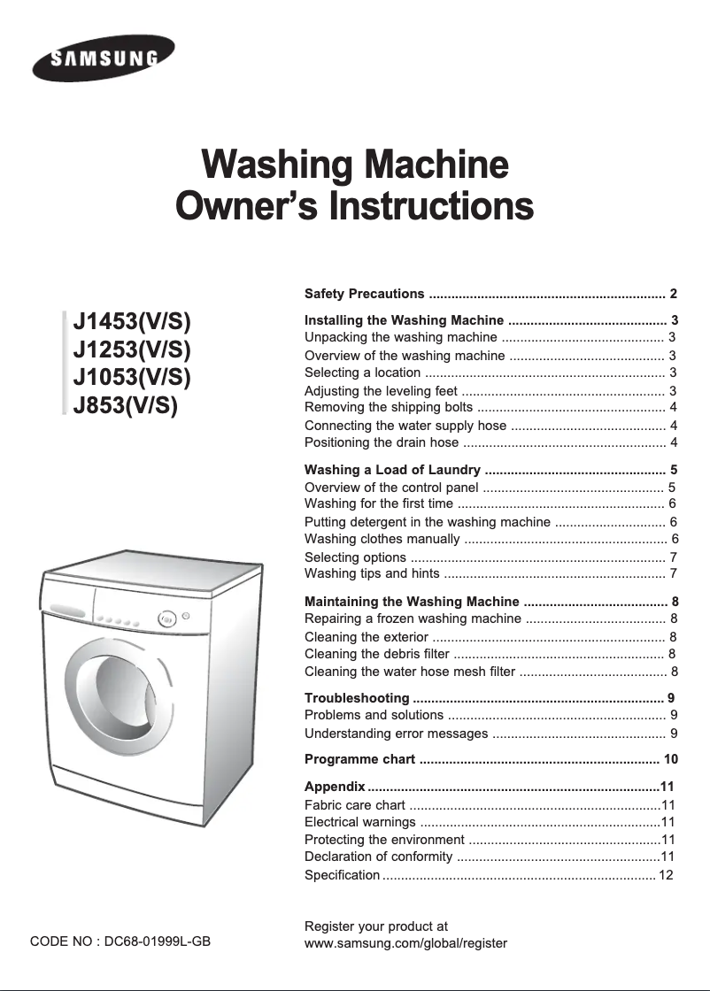 Page 1 of the manual User Manual Samsung J1253