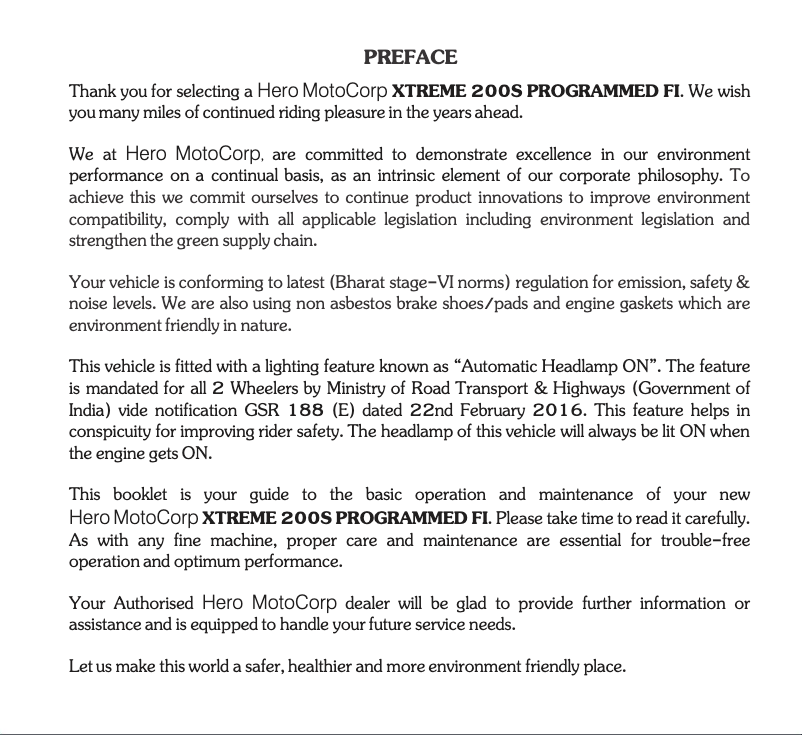 First page image of the manual for Xtreme 200S (2020)