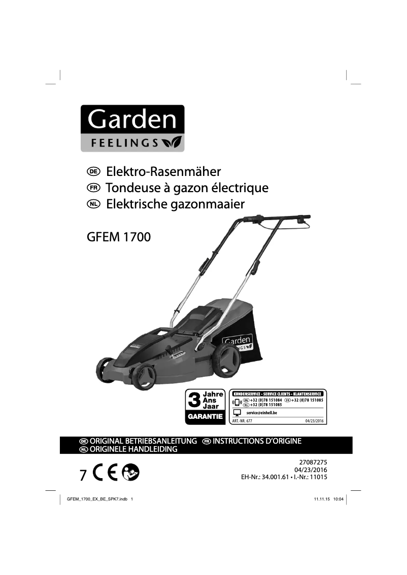 Page 1 of the manual User Manual Garden Feelings GFEM 1700