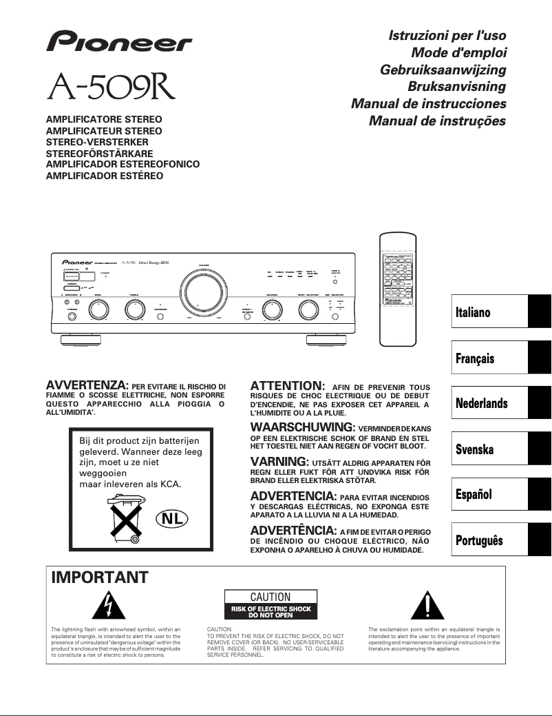 First page image of the manual for A-509R