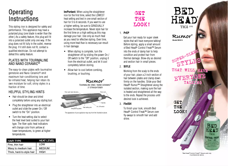 Page 1 of the manual User Manual Helen of Troy BH214