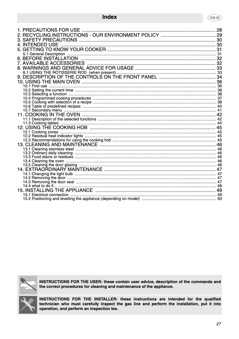 Page 1 of the manual User Manual Smeg CE9CMX