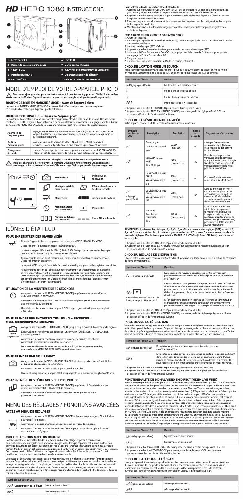 First page image of the manual for HD HERO