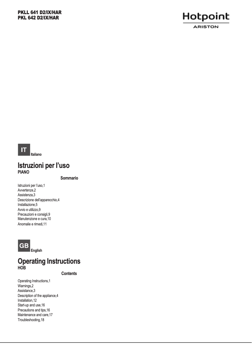 First page image of the manual for PKL 642 D2/IX/HAR