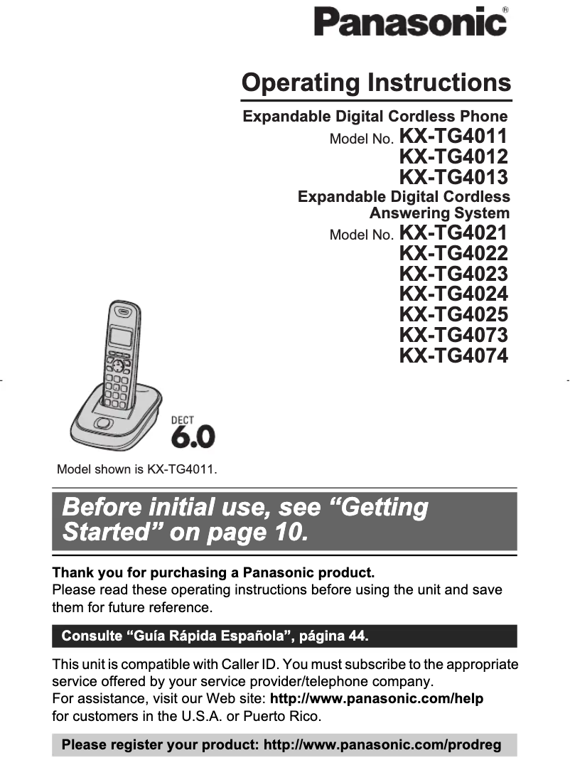 Page 1 of the manual User Manual Panasonic KX-TG4073