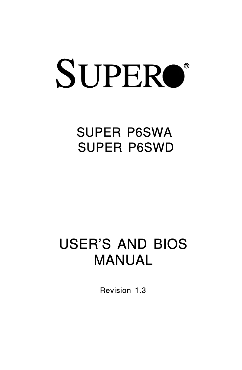First page image of the manual for P6SWD
