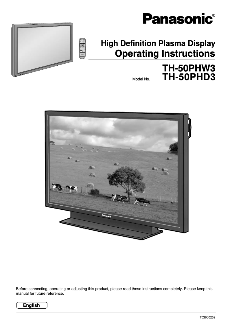 Page 1 of the manual User Manual Panasonic TH-50PHD3B