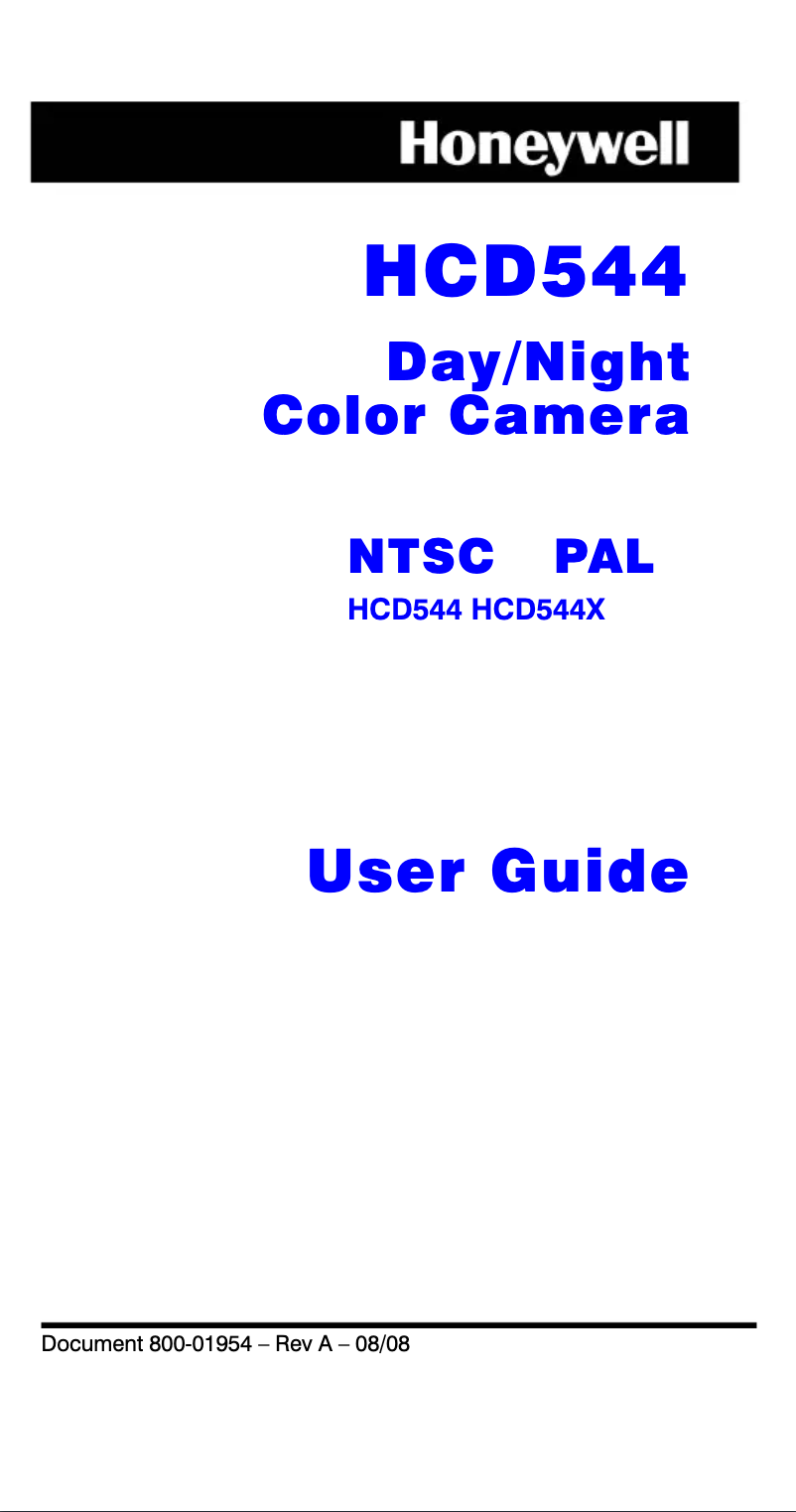 Page 1 of the manual User Manual Honeywell HCD544