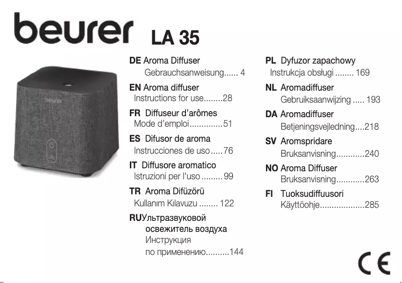 First page image of the manual for LA 35