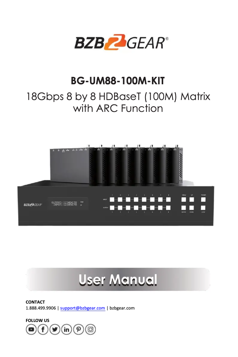 Page 1 de la notice Manuel utilisateur BZBGear BG-UM88-100M