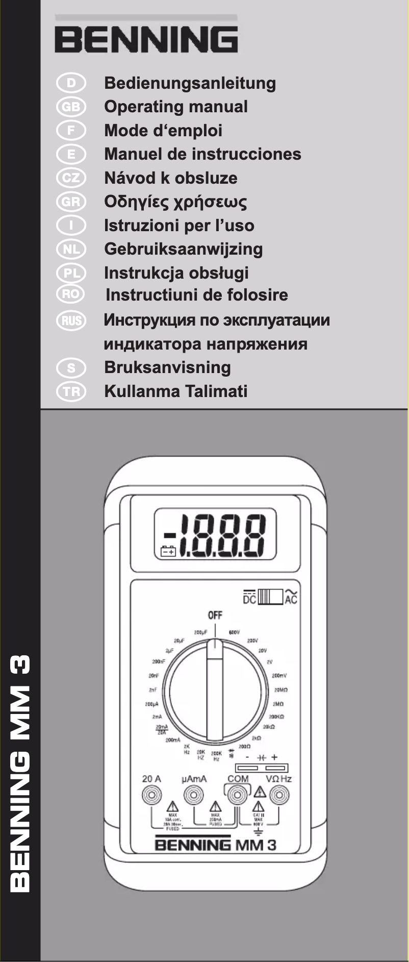 Page 1 of the manual User Manual BENNING MM 3