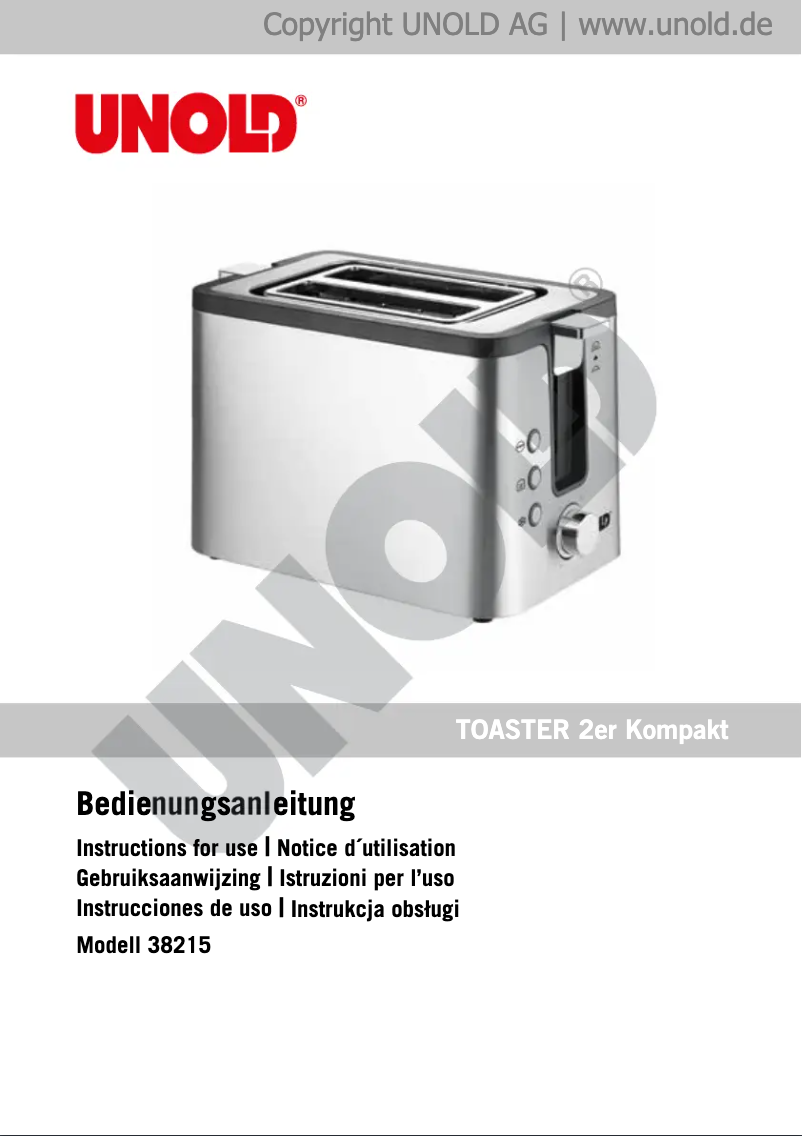 Page 1 of the manual User Manual Unold 2Er Kompakt 38215