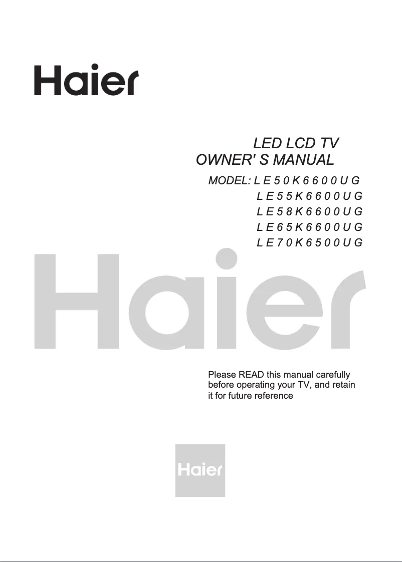 Page 1 of the manual User Manual Haier LE55K6500UG