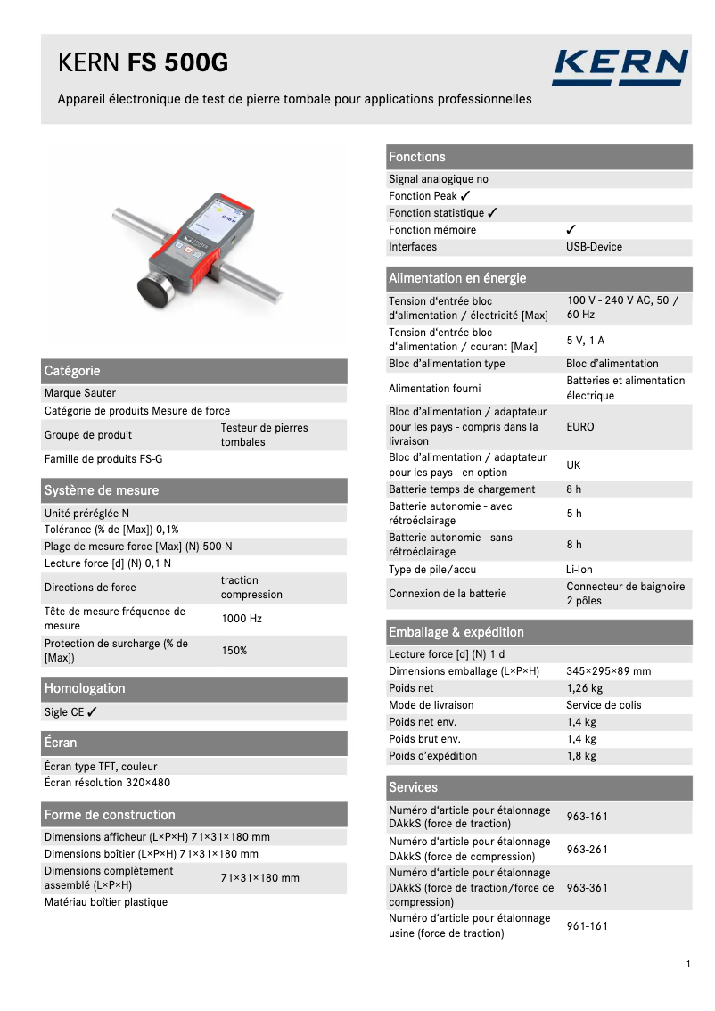 First page image of the manual for FS 500G