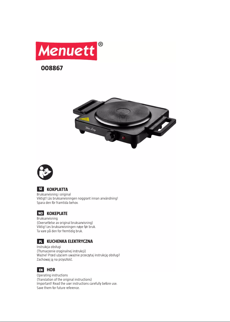 Page 1 of the manual User Manual Menuett 008-867