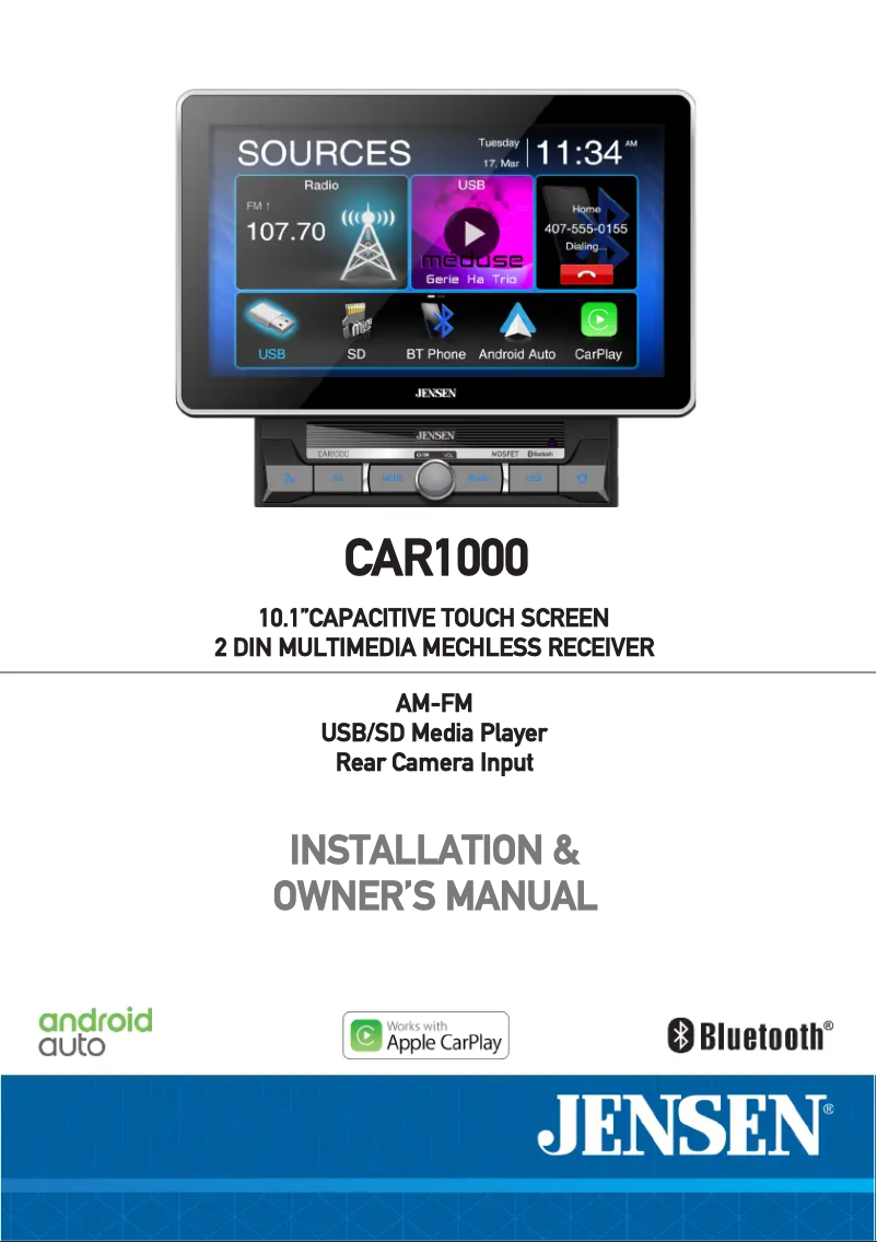 Page 1 of the manual User Manual Jensen CAR1000