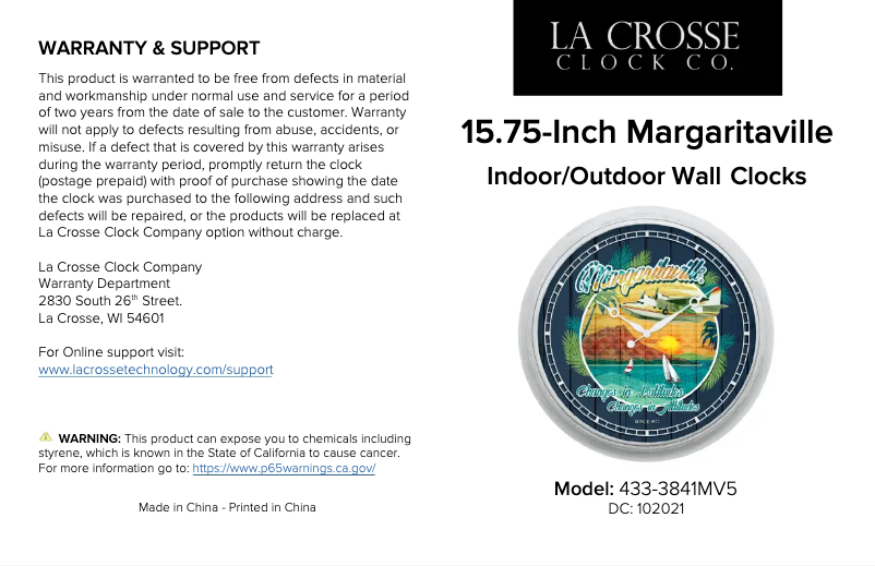 First page image of the manual for 433-3841MV5