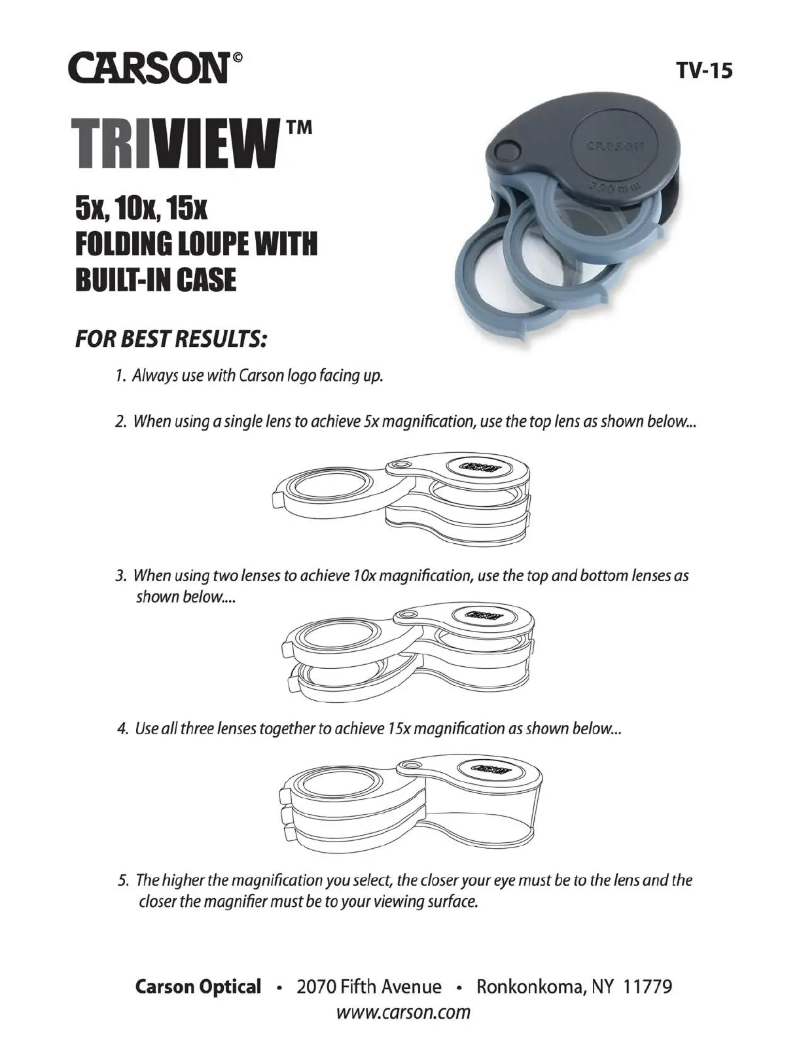 Page 1 of the manual User Manual Carson TV-15