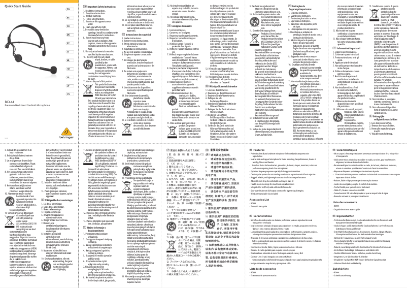 Page 1 of the manual User Manual Behringer BC444