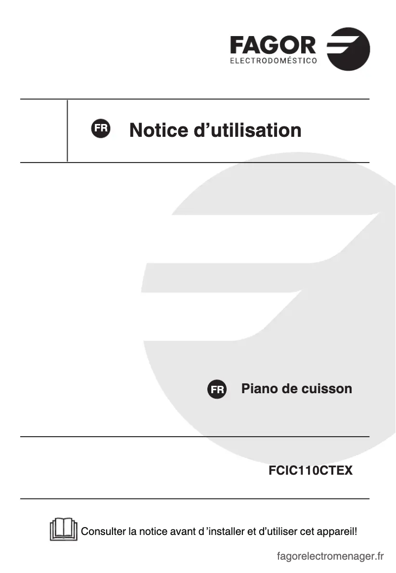 First page image of the manual for FCIC110CTEX