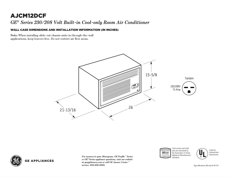 First page image of the manual for AJCM12DCF