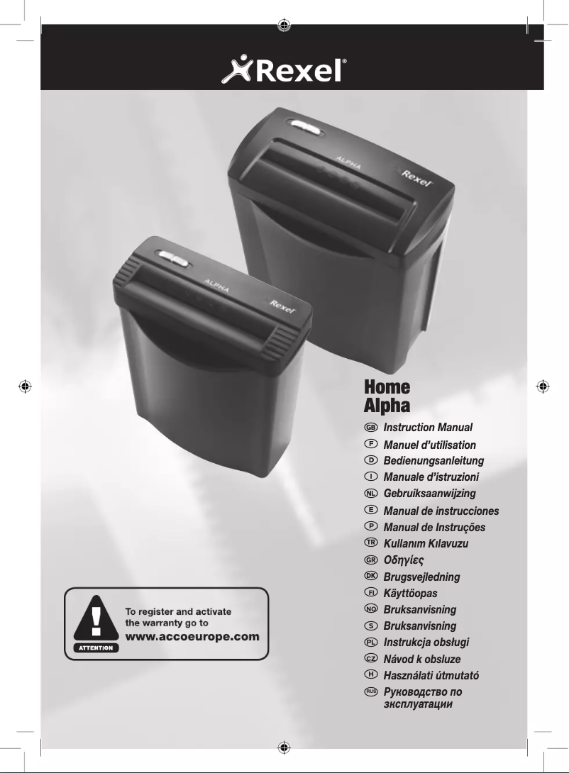 First page image of the manual for Alpha CC