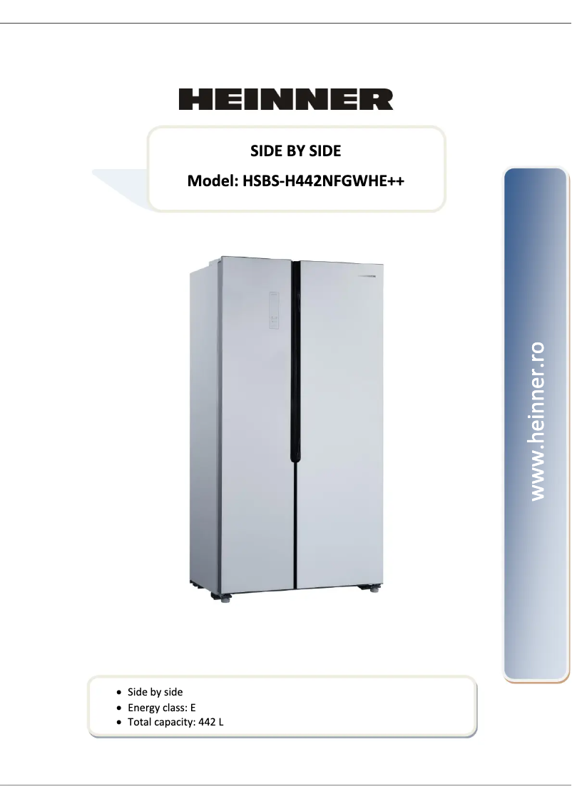 First page image of the manual for HSBS-H442NFGWHE++