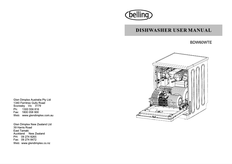 Page 1 of the manual User Manual Belling BDW60WTE