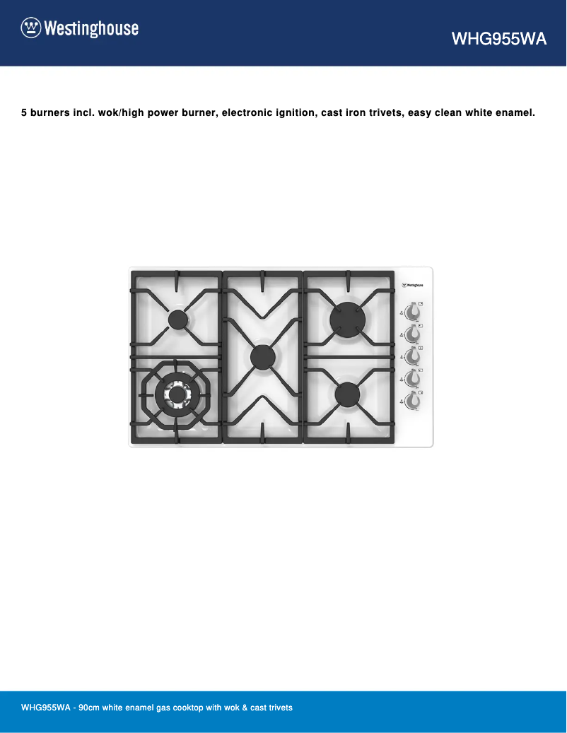 First page image of the manual for WHG955WA