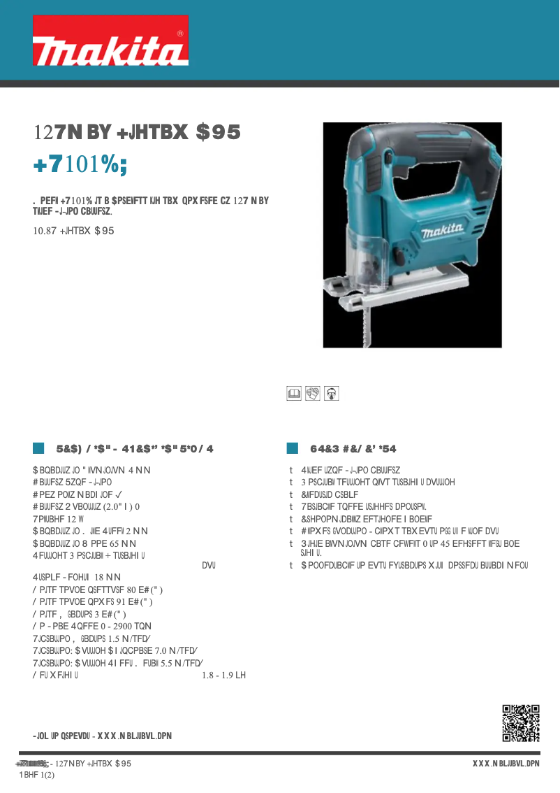 Page 1 of the manual Technical Sheet Makita JV101DZ