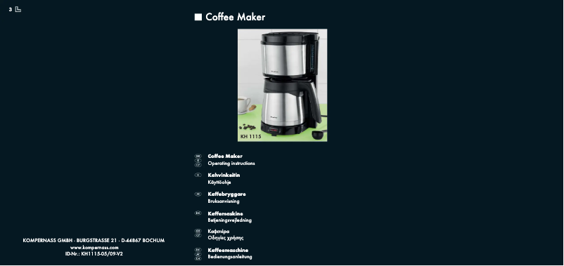 First page image of the manual for KH 1115