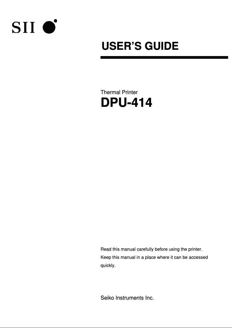 Page 1 of the manual User Manual Seiko DPU-414