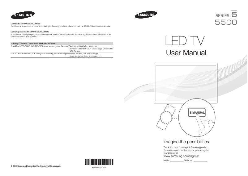 Page 1 of the manual User Manual Samsung UN40D5500RF
