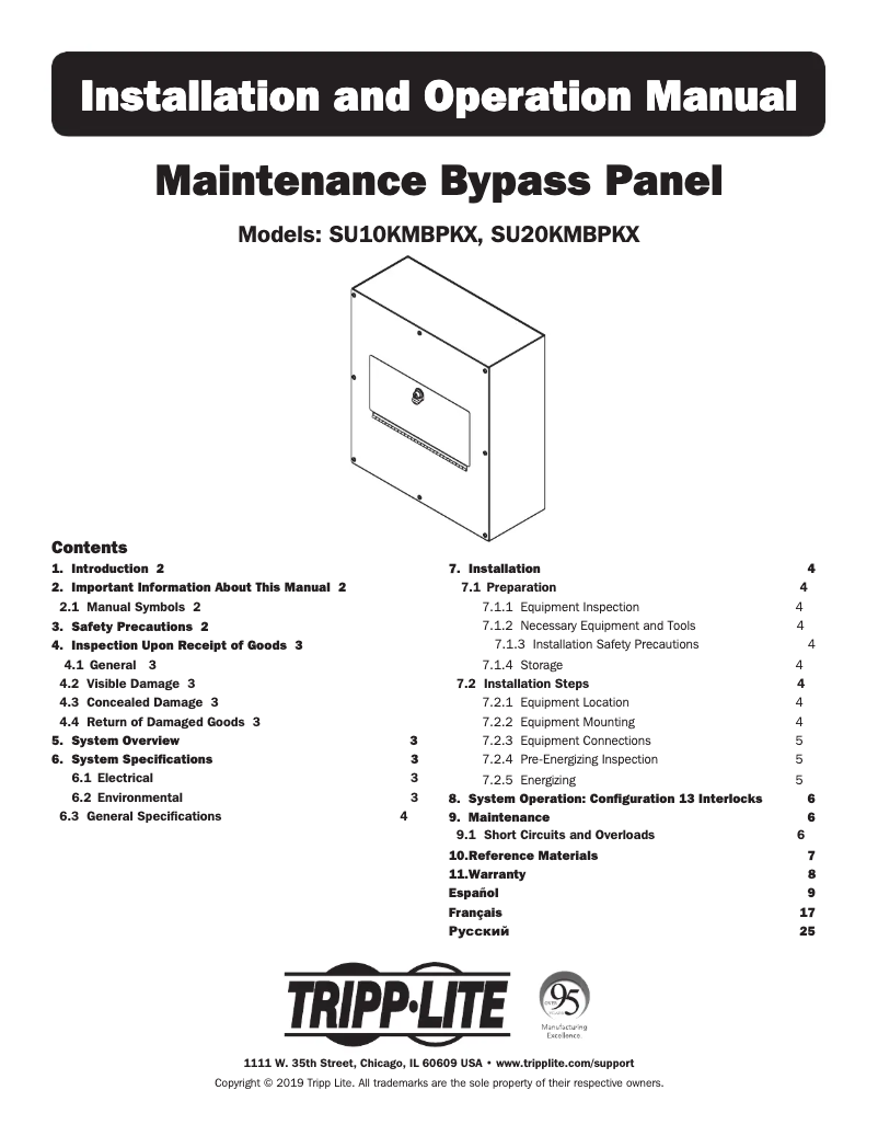 Page 1 of the manual User Manual Tripp Lite SU20KMBPKX