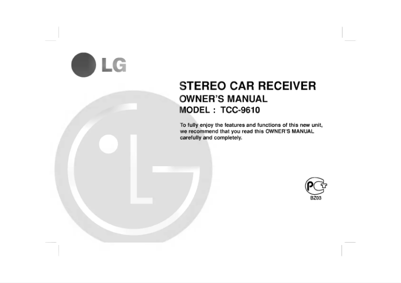 First page image of the manual for TCC-9610