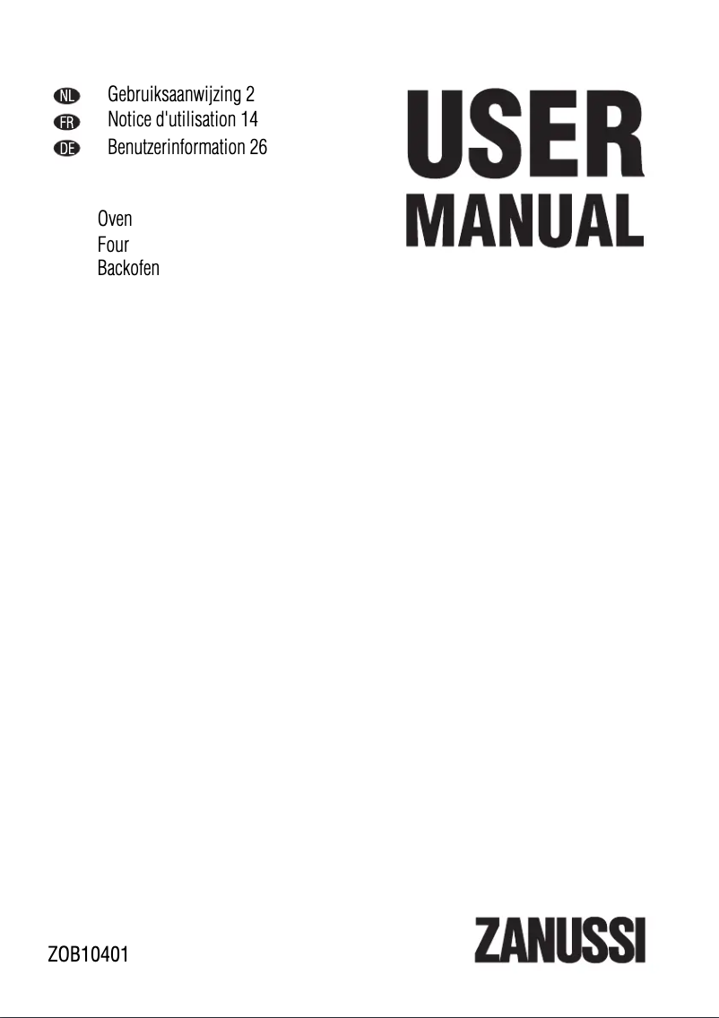 Page 1 of the manual User Manual Zanussi ZOB10401