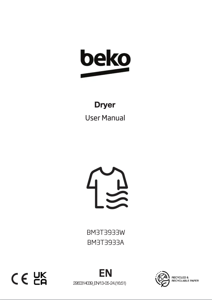 Page 1 of the manual User Manual Beko BM3T3933A
