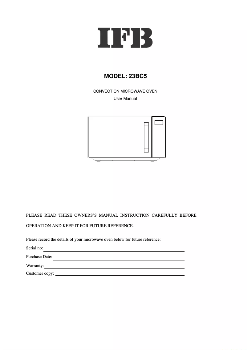 Page 1 of the manual User Manual IFB 23BC5
