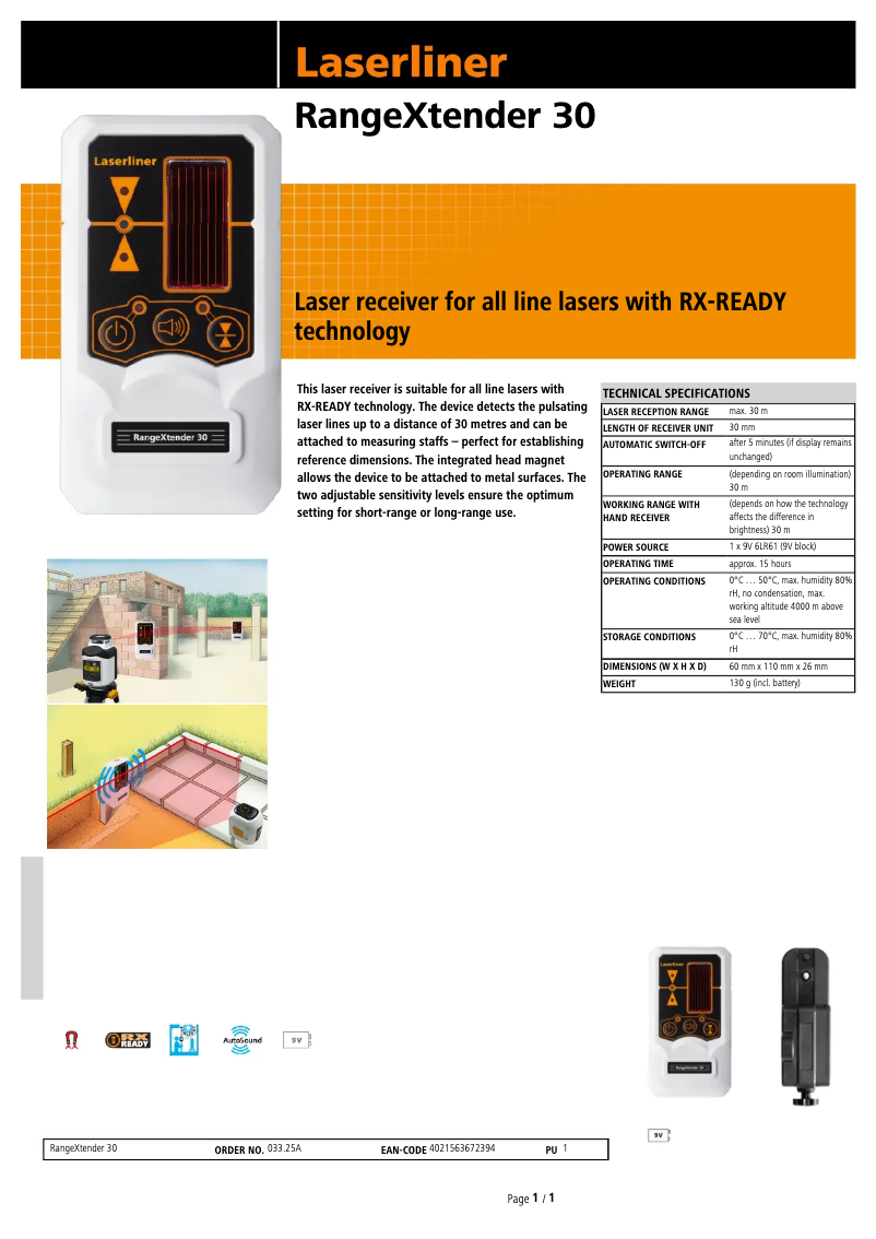 First page image of the manual for RangeXtender 30 Mag