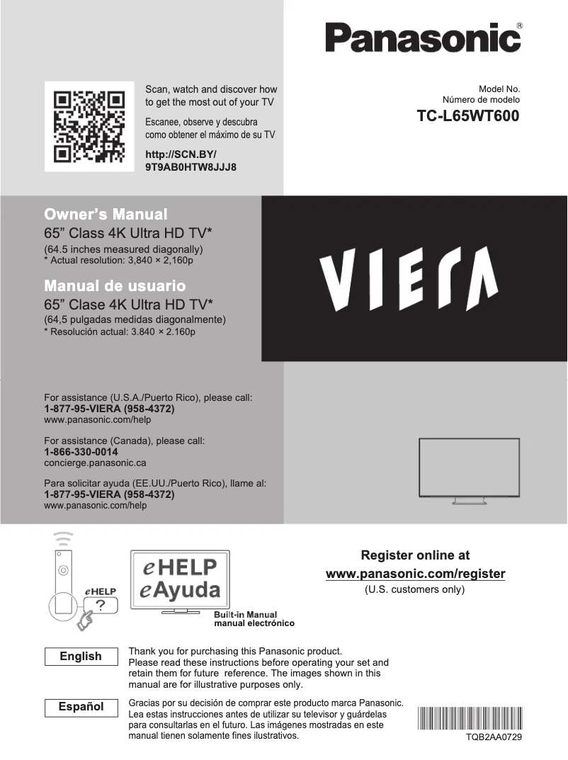 First page image of the manual for TC-L65WT600