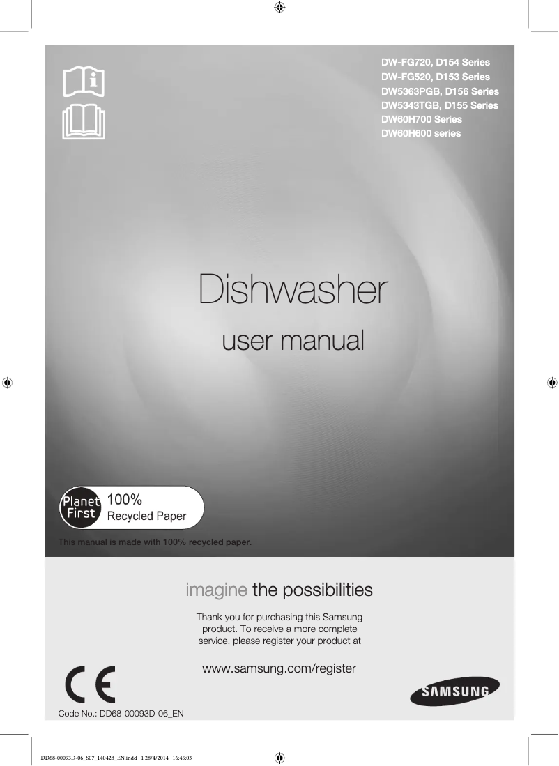 First page image of the manual for DW60H700FEA