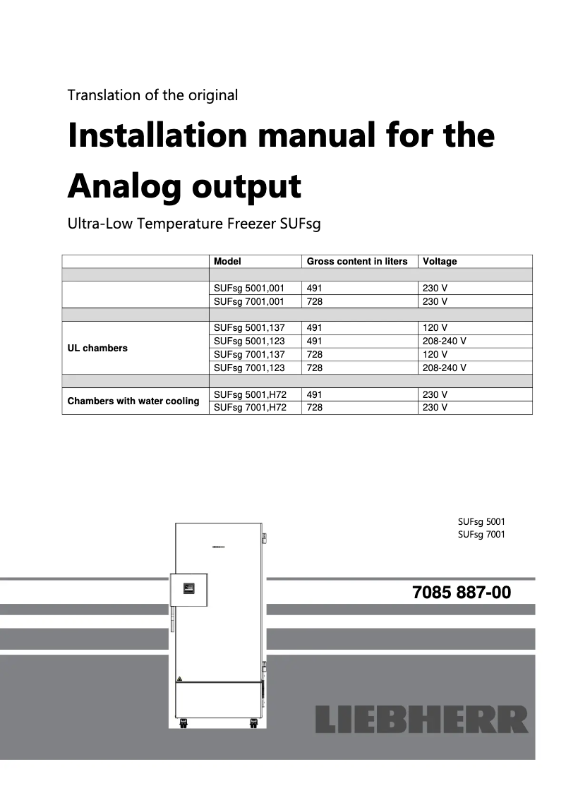 Page 1 of the manual User Manual Liebherr SUFsg 3501